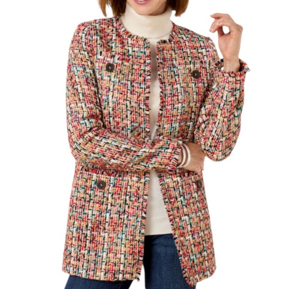 Jackets & Blazers - Talbots NWT Candy Tweed Fringe Topper Blazer Size 6‎